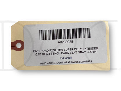 99-01 Ford F250 F350 Super Duty Extended Cab Rear Bench Back Seat Gray Cloth