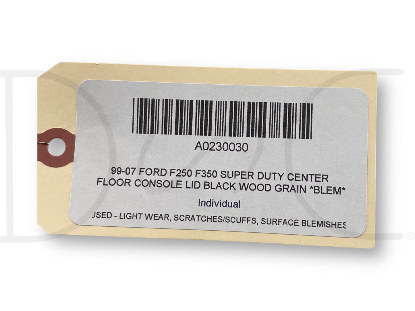 99-07 Ford F250 F350 Super Duty Center Floor Console Lid Black Wood Grain *Blem*