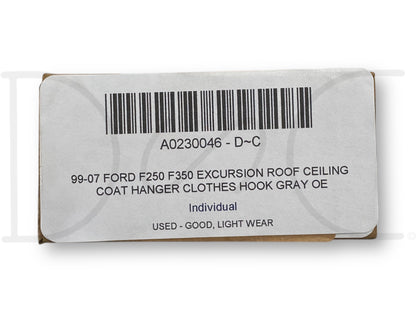 99-07 Ford F250 F350 Excursion Roof Ceiling Coat Hanger Clothes Hook Gray OE