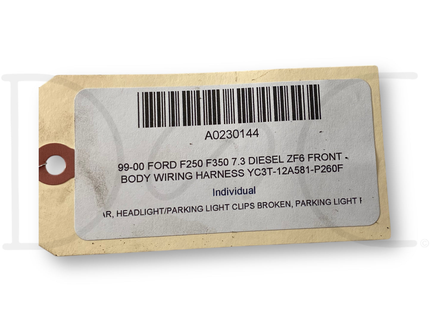 99-00 Ford F250 F350 7.3 Diesel ZF6 Front Body Wiring Harness YC3T-12A581-P260F