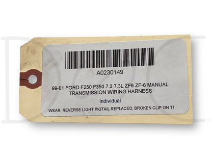99-01 Ford F250 F350 7.3 7.3L ZF6 ZF-6 Manual Transmission Wiring Harness