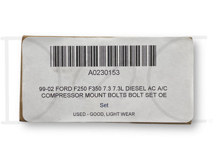 99-02 Ford F250 F350 7.3 7.3L Diesel Ac A/C Compressor Mount Bolts Bolt Set OE