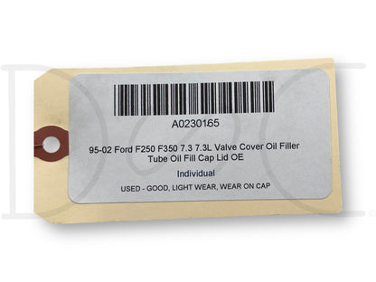 95-02 Ford F250 F350 7.3 7.3L Valve Cover Oil Filler Tube Oil Fill Cap Lid OE