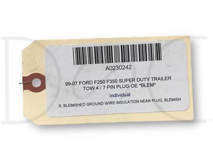 99-07 Ford F250 F350 Super Duty Trailer Tow 4 / 7 Pin Plug OE *Blem*
