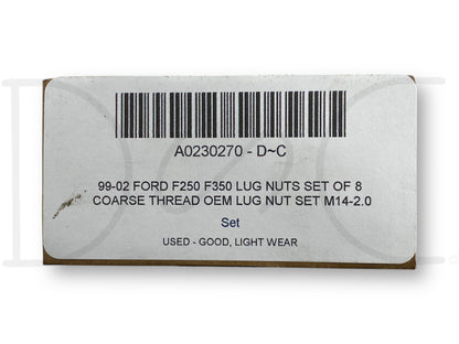 99-02 Ford F250 F350 Lug Nuts Set Of 8 Coarse Thread OEM Lug Nut Set M14-2.0