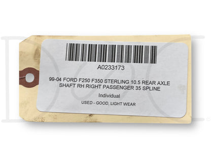 99-04 Ford F250 F350 Sterling 10.5 Rear Axle Shaft RH Right Passenger 35 Spline