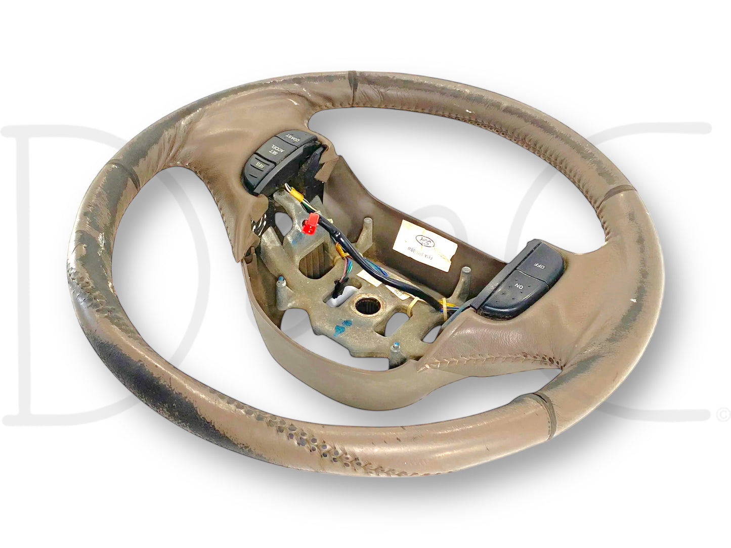 99-02 Ford F250 F350 Steering Wheel W/ Cruise Tan Leather F81A-3F563-Bbw *Blem*