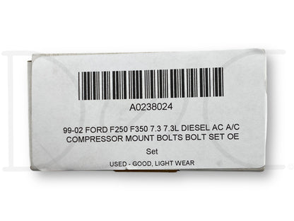 99-02 Ford F250 F350 7.3 7.3L Diesel Ac A/C Compressor Mount Bolts Bolt Set OE