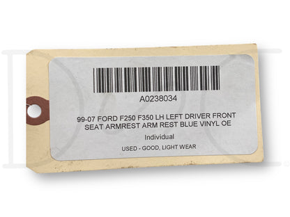 99-07 Ford F250 F350 LH Left Driver Front Seat Armrest Arm Rest Blue Vinyl OE