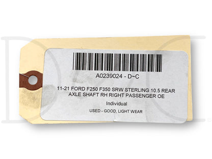 11-21 Ford F250 F350 SRW Sterling 10.5 Rear Axle Shaft RH Right Passenger OE