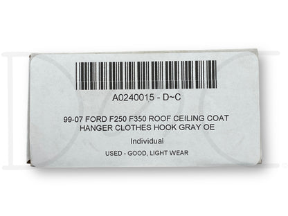99-07 Ford F250 F350 Roof Ceiling Coat Hanger Clothes Hook Gray OE