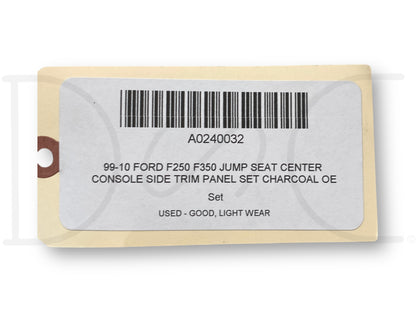 99-10 Ford F250 F350 Jump Seat Center Console Side Trim Panel Set Charcoal OE