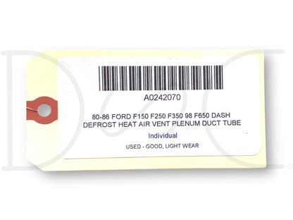 80-86 Ford F150 F250 F350 98 F650 Dash Defrost Heat Air Vent Plenum Duct Tube