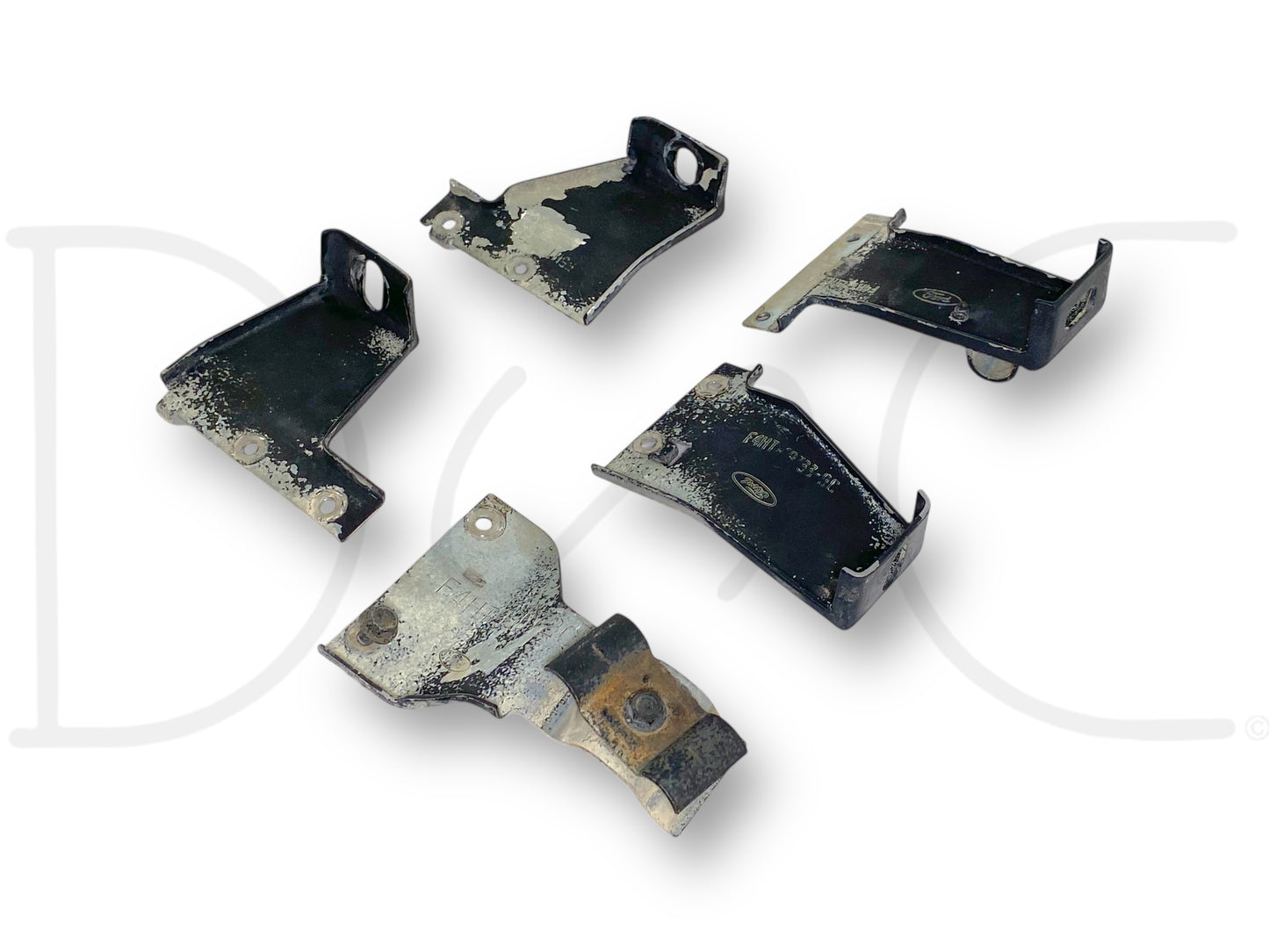 94-98 Ford F600 F650 F750 F800 Truck A/C Condenser Bracket Set [5] Brackets OEM