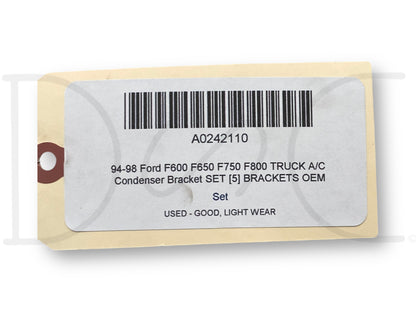 94-98 Ford F600 F650 F750 F800 Truck A/C Condenser Bracket Set [5] Brackets OEM