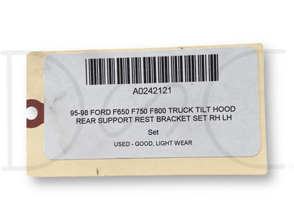 95-98 Ford F650 F750 F800 Truck Tilt Hood Rear Support Rest Bracket Set RH LH