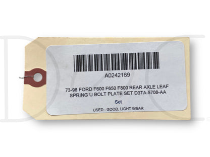 73-98 Ford F600 F650 F800 Rear Axle Leaf Spring U Bolt Plate Set D3Ta-5708-Aa