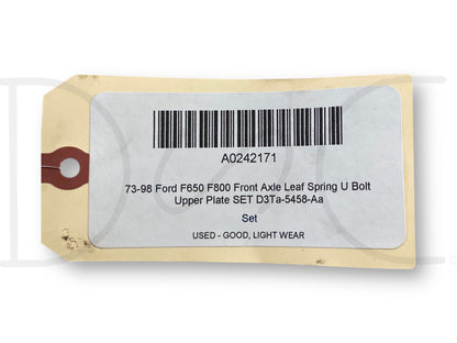 73-98 Ford F650 F800 Front Axle Leaf Spring U Bolt Upper Plate Set D3Ta-5458-Aa
