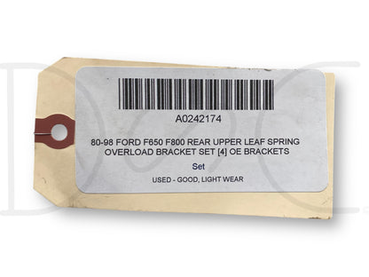 80-98 Ford F650 F800 Rear Upper Leaf Spring Overload Bracket Set [4] OE Brackets