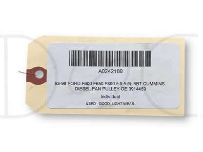 93-98 Ford F600 F650 F800 5.9 5.9L 6Bt Cummins Diesel Fan Pulley OE 3914459