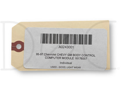 95-97 Chevrolet Chevy GM Body Control Computer Module 16176557