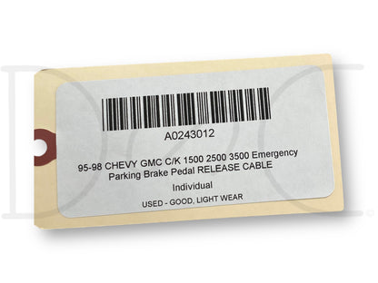 95-98 Chevy GMC C/K 1500 2500 3500 Emergency Parking Brake Pedal Release Cable