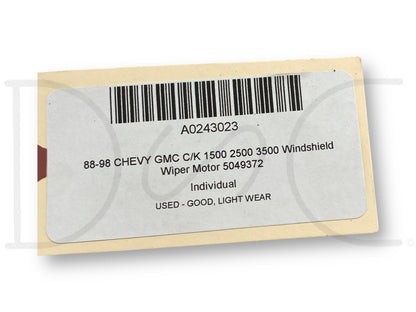 88-98 Chevy GMC C/K 1500 2500 3500 Windshield Wiper Motor 5049372