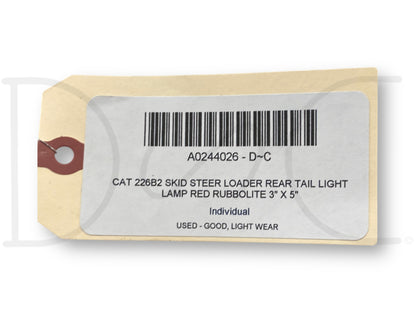 Cat 226B2 Skid Steer Loader Rear Tail Light Lamp Red Rubbolite 3" X 5"