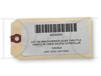 Cat 192-2663 Governor Lever Throttle Handle W/ Cable 234-0732 Caterpillar