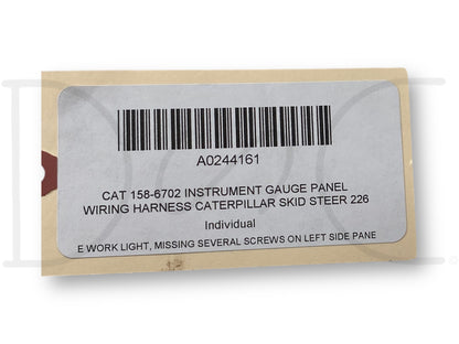 Cat 158-6702 Instrument Gauge Panel Wiring Harness Caterpillar Skid Steer 226