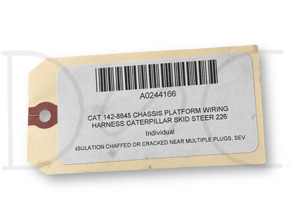 Cat 142-8645 Chassis Platform Wiring Harness Caterpillar Skid Steer 226