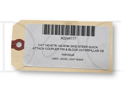 Cat 142-8776 142-8784 Skid Steer Quick Attach Coupler Pin & Block Caterpillar OE
