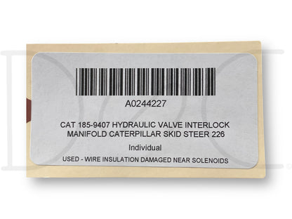 Cat 185-9407 Hydraulic Valve Interlock Manifold Caterpillar Skid Steer 226