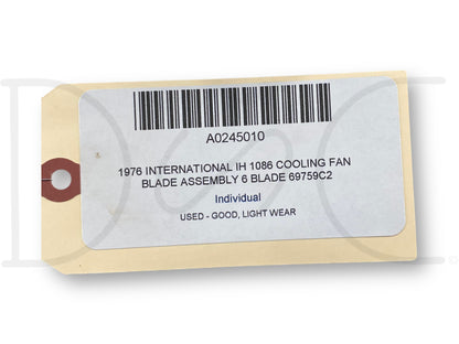 1976 International IH 1086 Cooling Fan Blade Assembly 6 Blade 69759C2