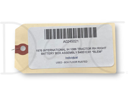 1976 International IH 1086 Tractor RH Right Battery Box Assembly 64851C91 *Blem*
