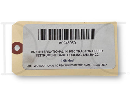 1976 International IH 1086 Tractor Upper Instrument Dash Housing 1251804C2