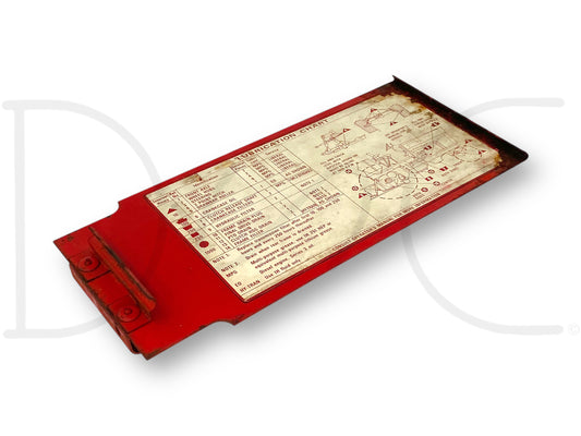 1976 International IH 1086 Tractor Firewall Support Cover Lube Chart 120441C91