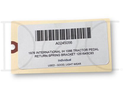 1976 International IH 1086 Tractor Pedal Return Spring Bracket 1251645C93