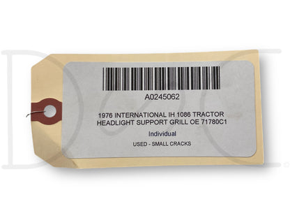 1976 International IH 1086 Tractor Headlight Support Grill OE 71780C1