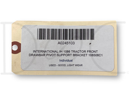 International IH 1086 Tractor Front Drawbar Pivot Support Bracket 108508C1