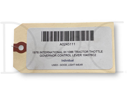 1976 International IH 1086 Tractor Thottle Governor Control Lever 104076C2
