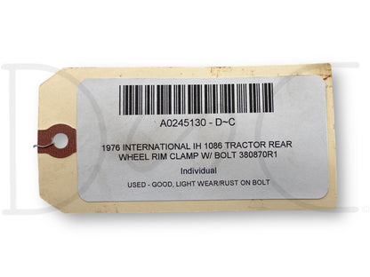 1976 International IH 1086 Tractor Rear Wheel Rim Clamp W/ Bolt 380870R1
