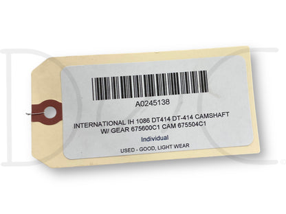 International IH 1086 Dt414 Dt-414 Camshaft W/ Gear 675600C1 Cam 675504C1