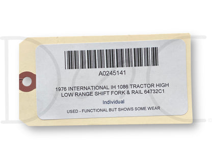 1976 International IH 1086 Tractor High Low Range Shift Fork & Rail 64732C1