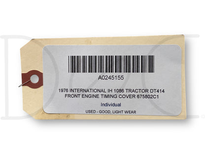 1976 International IH 1086 Tractor Dt414 Front Engine Timing Cover 675802C1