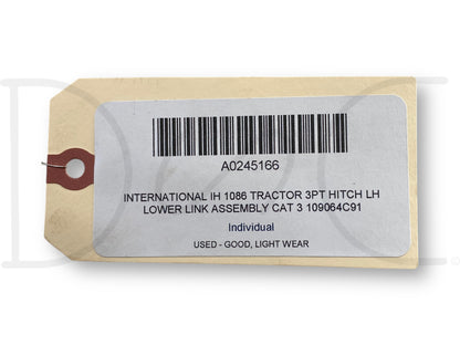 International IH 1086 Tractor 3Pt Hitch LH Lower Link Assembly CAT 3 109064C91
