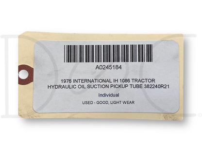 1976 International IH 1086 Tractor Hydraulic Oil Suction Pickup Tube 382240R21
