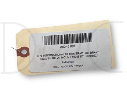 1976 International IH 1086 Tractor Brake Pedal LH RH W/ Mount 103953C1 103955C1