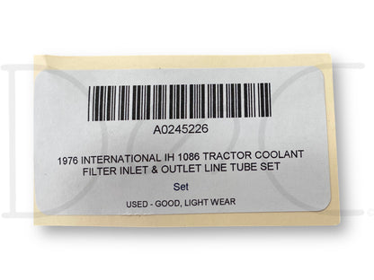 1976 International IH 1086 Tractor Coolant Filter Inlet & Outlet Line Tube Set