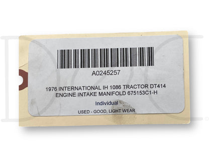 1976 International IH 1086 Tractor Dt414 Engine Intake Manifold 675153C1-H